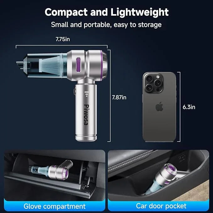 Handheld Vacuum Cordless, Car Vacuum Cleaner with Brushless Motor, Strong Suction Vacuum & Compressed Air Dusters with LED Light, Type C Port, Wireless Mini Portable Hand Vacuum Blower for Home, Pet - NeatNest