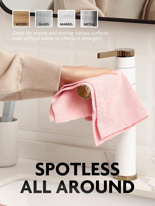 Fantasticlean Microfiber Cleaning Cloth Roll -150 Pack, Tear Away Microfiber Towels, 12" x 12", Reusable, Washable, Ultra Absorbent Dishcloth for Home Supplies, Car, Pet, Kitchen (2 Rolls of Pink) - NeatNest
