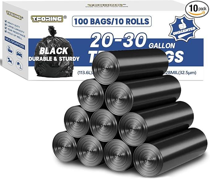 20-30 Gallon Trash Bags Black - 1.28 Mil Thick,30" x 35" Large Garbage Bags 100 Count，20+ Gallon Heavy Duty Trash Can Liners Unscented for Kitchen Home Office Commercial Outdoor - NeatNest