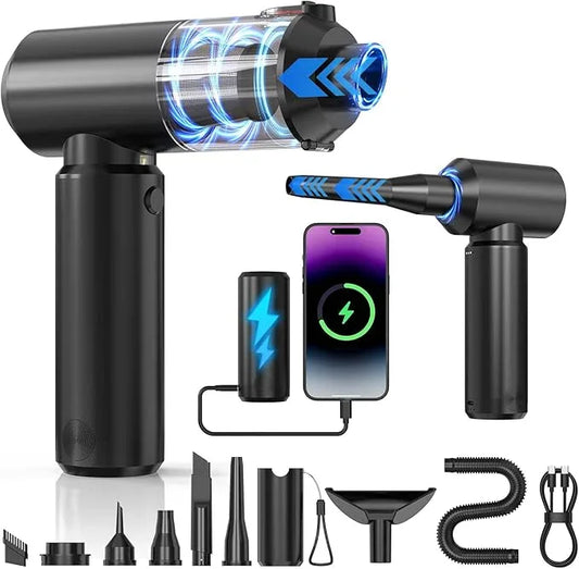 Cordless Handheld Vacuum with 6000mAh Power Bank & LED Light – 3-in-1 Car Vacuum, Air Blower & Phone Charger, 20,000Pa Strong Suction, 1lb Mini Vacuum for Car, Home, Pet Hair & Travel - NeatNest