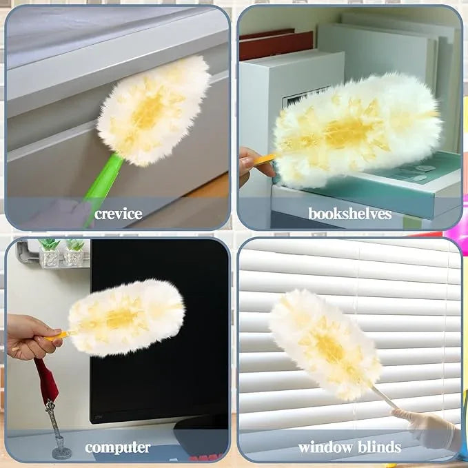 Vesici 400 Pcs Duster Refills Compatible with Swiffer Dusters Bulk Disposable Replacement Thickened with 1 Handle Heavy Duty for Cleaning, Office (Yellow) - NeatNest