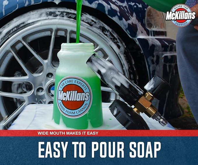 McKillans Professional Wide Mouth Snow Foam Detailing Kit Complete with M22 Washer Gun and Rinsing Wand with 1/4” Quick Connect - NeatNest