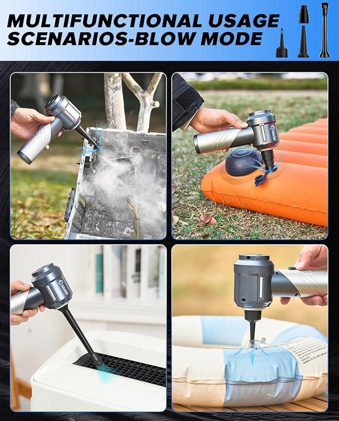 Saker Car Vacuum Portable Cordless, Foldable Mini Handheld Vacuum Cordless and Air Duster 17000PA High Power Vacuum Cleaners for Home,Cars,Office Cleaning HL133 Silver - NeatNest