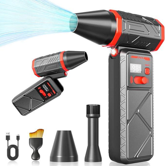 Compressed Air Duster, 150000RPM Electric Air Duster with 8000mAh Rechargeable Battery, Stepless Speed, 90° Adjustable Nozzle & LED Light. Cordless Air Blower for Keyboard, Computer, Car, Home,Outdoor - NeatNest