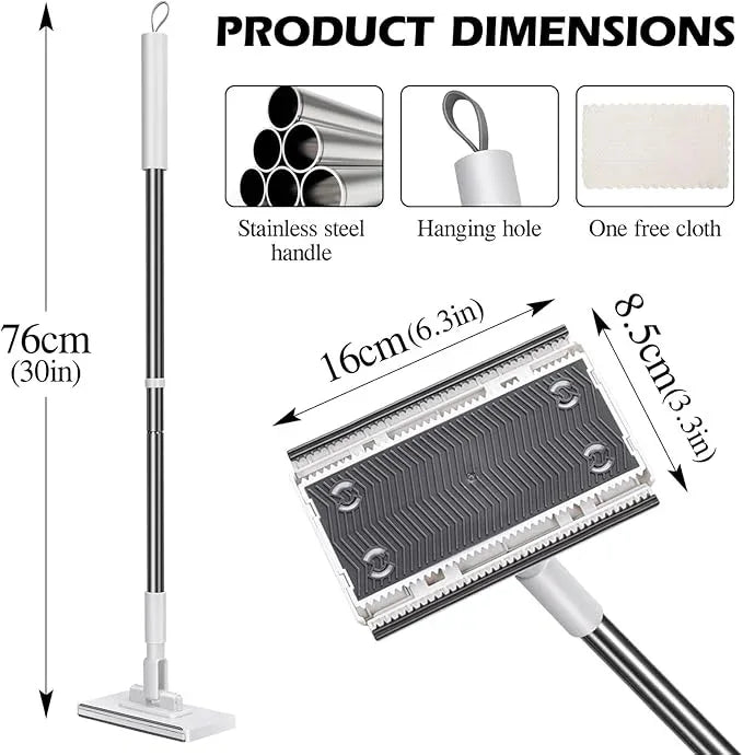 Mini Sweeper Mop,Masthome Reusable Clamp Mop with Short Stainless Steel Handle,1 Second Installation,Flat Dust Mops for House Wall,Bathroom, Windows, Corners, Includes 1 Sweeping Cloth - NeatNest
