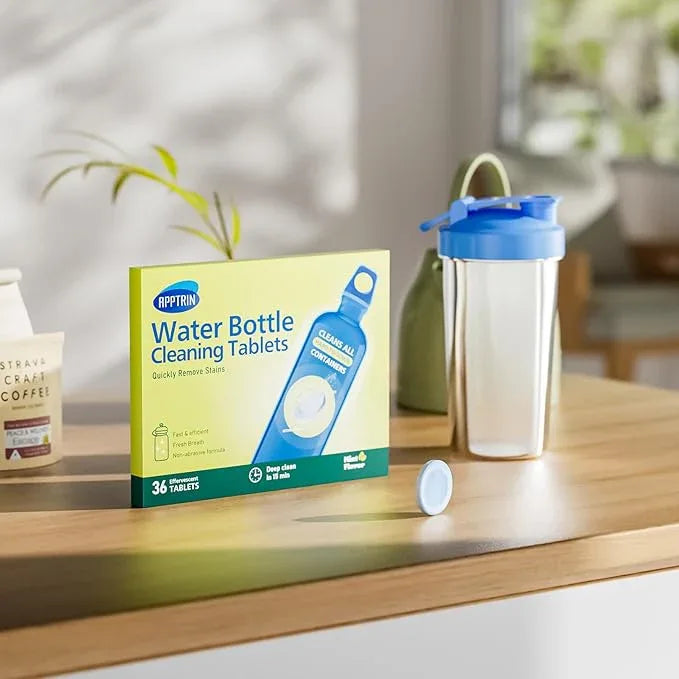 Water Bottle Cleaning Tablets, Bottle Clean Tablet for Hydration Bladders, Stainless Steel, Tumblers, and Glass Bottles, 36 count (Pack of 1), Mint - NeatNest