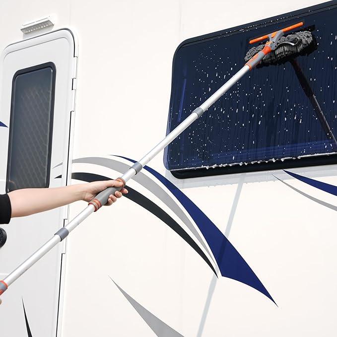 Eazer 89'' Squeegee Window Cleaner 2 in 1 Rotatable Window Cleaning Tool Kit with Extension Pole, Window Washing Equipment with Bendable Head for Indoor/Outdoor Window and Car Glass - NeatNest
