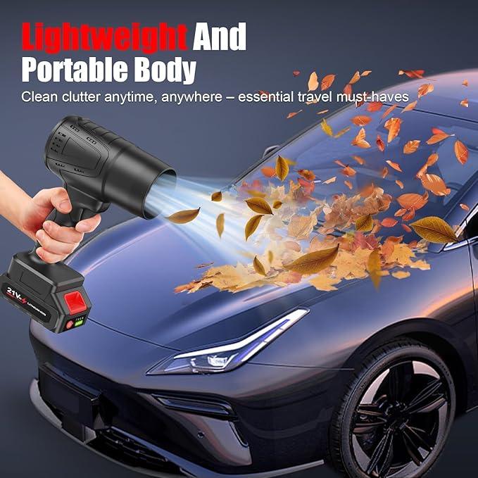 Leaf Blower Cordless with Battery, Turbo Jet Leaf Blower, 21V*2 Pcs Batteries Electric Blower for Patio Cleaning, Lawn Care, Blowing Leaves and Dust (Black-Adjustable Speed) - NeatNest