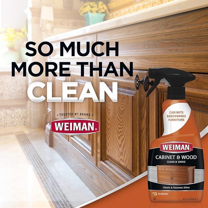 Weiman Cabinet and Wood Cleaner, Shine, Clean and Protect Spray - For Wood Cabinets, Furniture, Tables, Baseboards, Trim and more, 16 oz, 2 PACK with MicroFiber Towel - NeatNest
