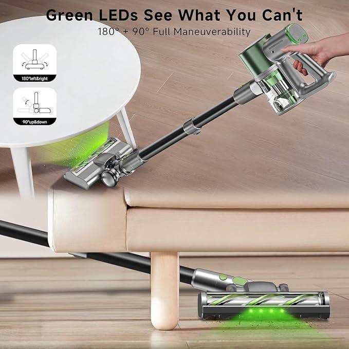 Cordless Stick Vacuum Cleaner - Lightweight Handheld Vacuum with Self Standing, Removable Battery with 45min Running Time, Anti-tangle Wireless Vacuum for Home Pet Hair/Hardwood Floor/Carpet GB - NeatNest