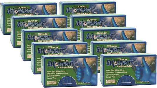 DENCO DISTRIBUTING, INC. Griptensity Biodegradable Textured Nitrile Gloves - Powder & Latex Free - 6MIL - 10 Boxes Per Case - NeatNest