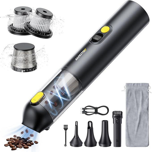 AUXITO Car Vacuum Portable Cordless 14000Pa Suction, Handheld Vacuum Blow & Suction 2 in 1, Small Vacuum Cleaner Hand Held Vacuum for Car, Home, Pet, Office, Ideal Gifts for Men & Women (Black) - NeatNest