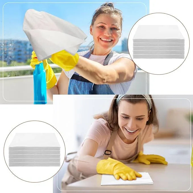 Tranqun 200 Pcs Disposable Microfiber Cleaning Cloth Bulk 12 x 12 Inch Lint Free Cloths Non Abrasive Window Wipes High Absorbent Microfiber Cleaning Rag for Household Kitchen Car Window - NeatNest