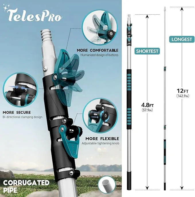 20 Foot High-Reach Duster Kit with 5-12FT Extendable Pole - High Ceiling Duster Cleaning Kit with Telescopic Pole,Cobweb Duster, Chenille Ceiling Fan Duster, Microfiber Feather Duster - NeatNest