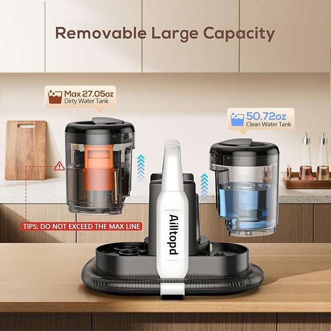 Upholstery Cleaner Machine, 15Kpa Portable Carpet & Upholstery Spot Cleaner Machine, Deep Stain Cleaning for Carpet, Pets, Stairs, Car Seat, Couch, with Dual Size BrushHead and Cleaning Solutions - NeatNest
