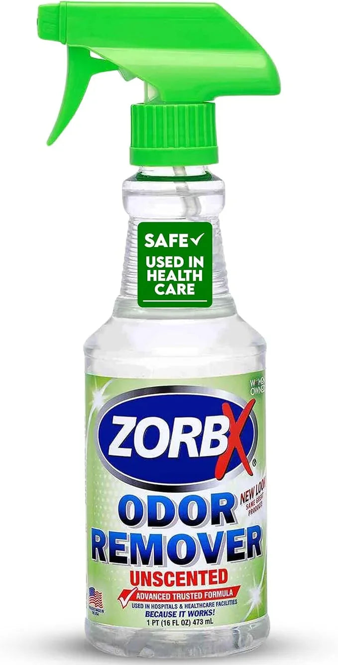 ZORBX Unscented Odor Eliminator for Strong Odor 16 Fl Oz - Used in Hospitals & Healthcare Facilities - Advanced Trusted Formula, Fast-Acting Odor Remover Spray for Dog, Cat, House & Carpet - NeatNest