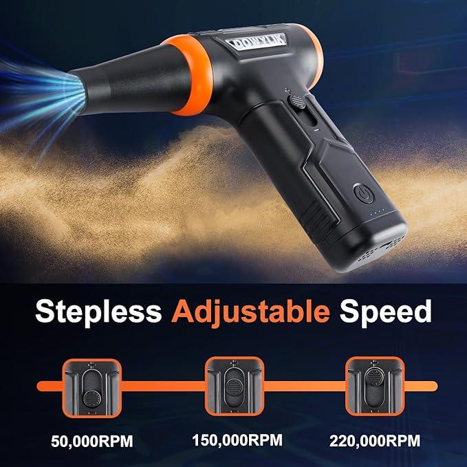 Compressed Air Duster, 220000RPM Canned Air Duster for Computer Cleaning Kit, 3 Speed Compressed Air Can with LED Light, Electric Air Duster for Cleanning Car, PC, Electronics - NeatNest