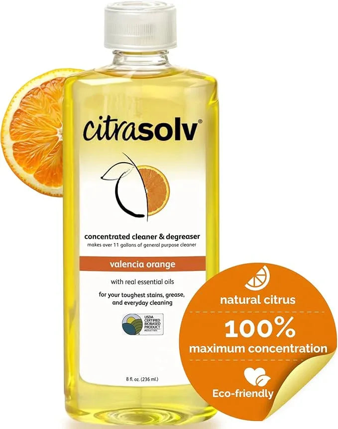 Citra Solv Concentrated Cleaner & Degreaser, Deodorizer, Home & Outdoor, Adhesive Remover, Paint Thinner, Natural Orange Oil, Valencia Orange 8 Fl Oz - NeatNest