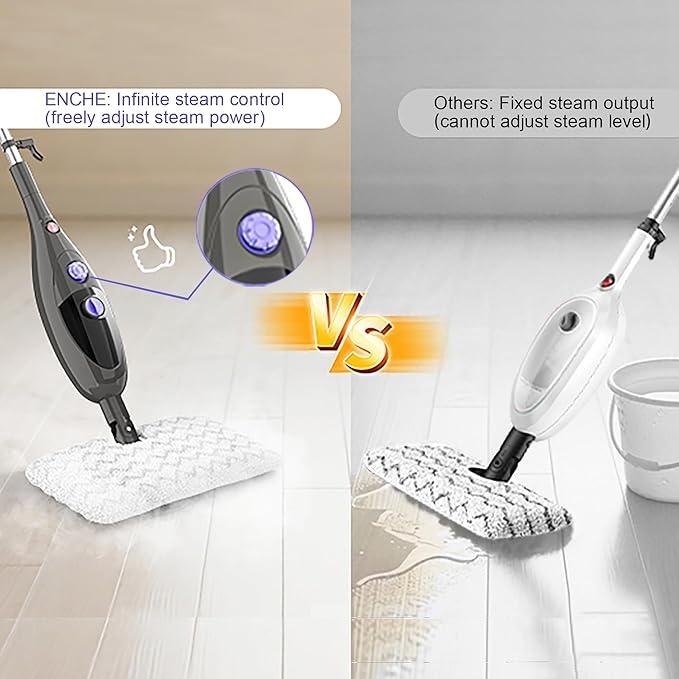 Steam Mop, 12-in-1 Detachable Handheld Steam Cleaner, 15s Fast Heat-Up Floor Steamer for Hardwood Floors, Tile, Carpet, Clothes, Windows & Furniture, Lightweight Design,Two-Sided Adjustable Mop Head - NeatNest