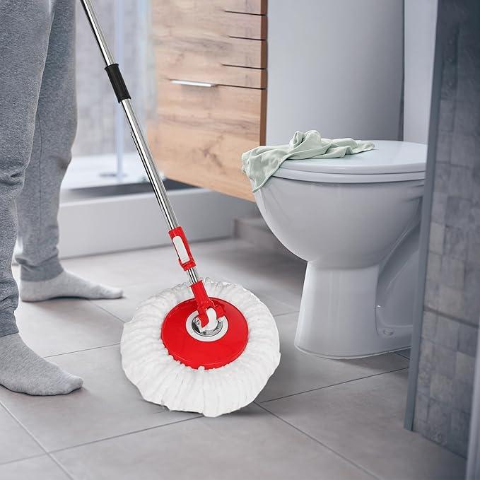SIMPLI-Magic 360° Spin Mop and Bucket with Wringer – 3 High-Absorbent Microfiber Washable Heads – Spinning Mop and Bucket Set for All Types Floor Cleaning (Black) - NeatNest