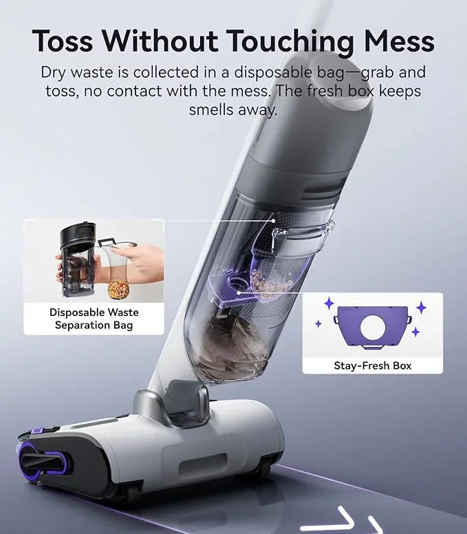 NARWAL S30 Wet Dry Vacuum Cleaner with 20000Pa Suction, 176°F Self-Cleaning, Heated Drying, Disposable Waste Bag, Tangle-Free, Cordless Vacuum Mop for Hard Floors & Edge Cleaning, Easy to Use - NeatNest