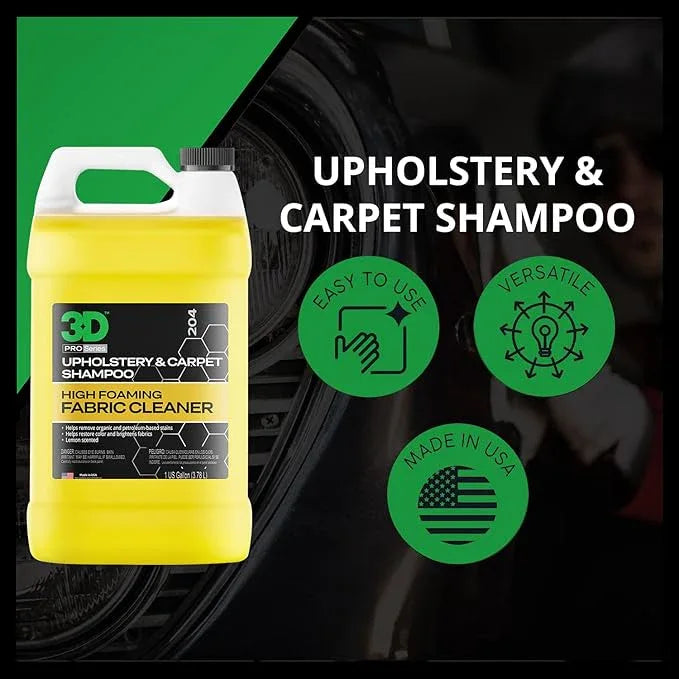 3D Upholstery & Carpet Shampoo - High Foam Stain Remover & Odor Eliminator Shampoo 1 Gallon - NeatNest