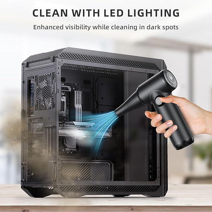 DOROBEEN Compressed Air Duster, PC Keyboard Cleaner, Replace Compressed Air Can, Electric Air Duster with Brushless DC Motor, Stepless Knob - NeatNest