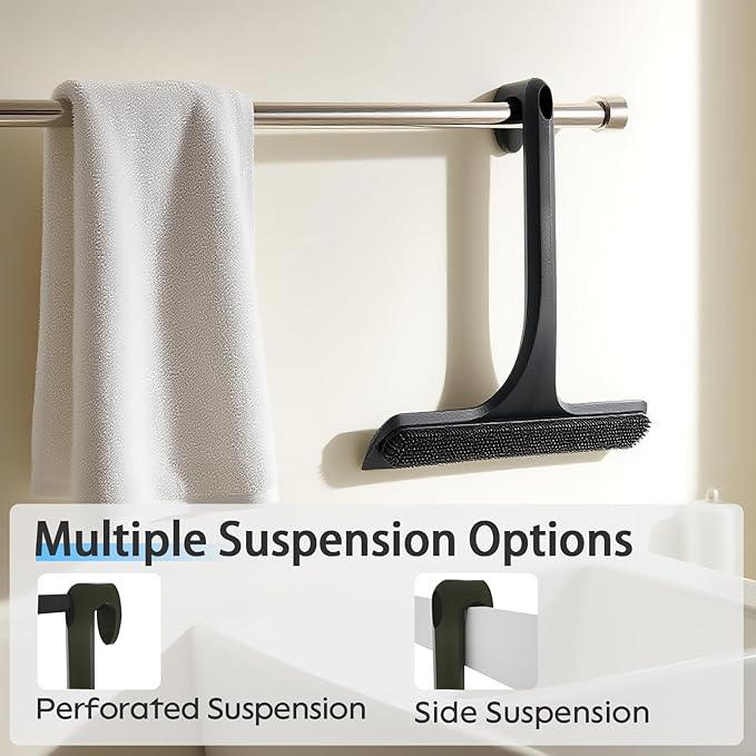 10.7“ Wide All-Purpose Shower Squeegee for Glass Doors, Squeegee for Shower Glass with Hook, Window Squeegee for Home, Small Squeegee for Shower, Bathroom, Car Glass, Mirror (Black) - NeatNest