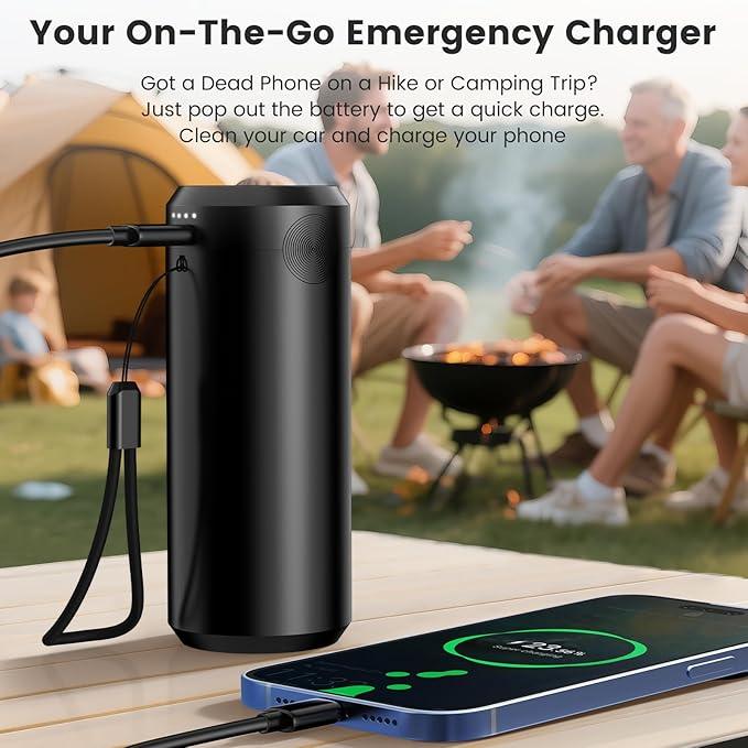 Cordless Car Vacuum Cleaner with Removable Battery as 35W Power Bank, 6-in-1 Handheld Vacuum Blower Set,18000PA Mini Vacuum Cleaner 6000mAH with Brushless Motor for Car Home Pet Cleaning - NeatNest