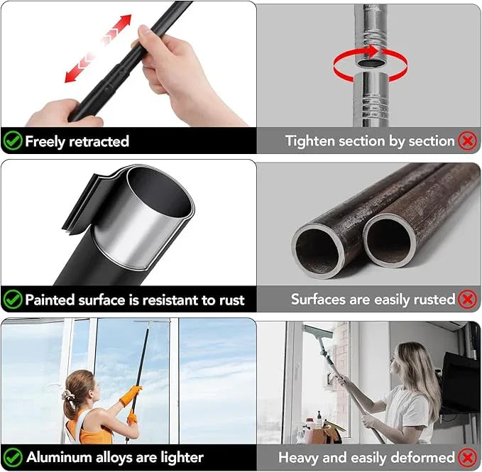 Shower Squeegee with Long Handle, 15-51" Telescopic Squeegee for Window Cleaning, Window Squeegee for Glass Doors, Extendable Window Cleaner Tool for Tile Walls, Sliding Door, Floor, Car Windshield - NeatNest