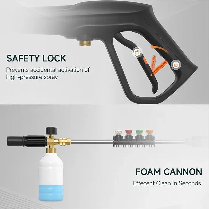 Giraffe Tools Wall Mounted Pressure Washer with 100ft Detachable Hose, Max 2900 PSI 2.2 GPM Electric Power Washer with 1800W Motor, Automatic Rewind, Any Length Locky - NeatNest