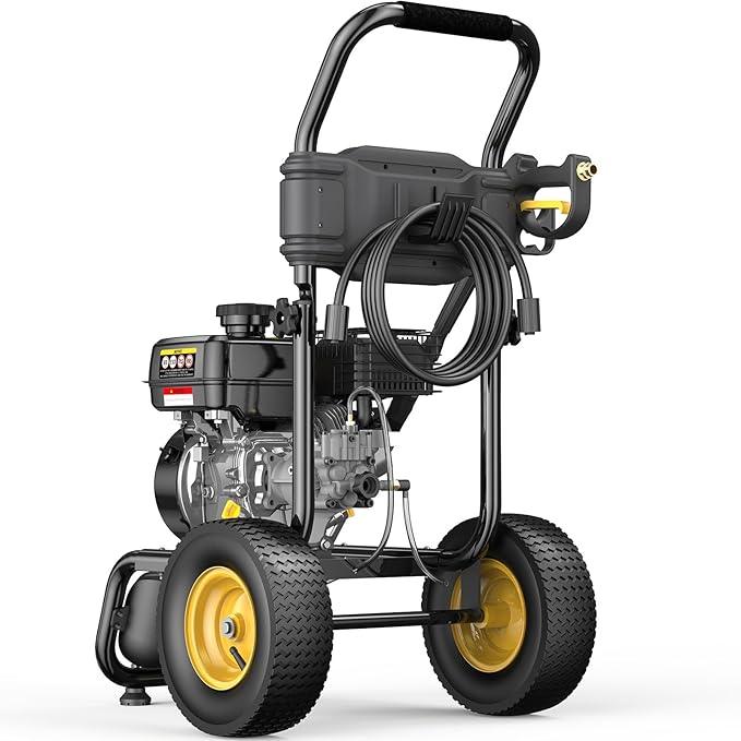 BLUBERY 3500 PSI Gas Pressure Washer, 2.6 GPM Heavy Duty High Power Washer, 30Ft Pressure Hose&Soap Tank,5 Pressure Nozzles,Black - NeatNest