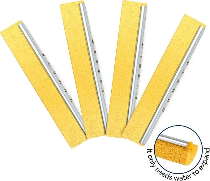 4 Pack of Replaceable Compressed Cellulose Sponge Mop Heads,Size:12.8 Inch(only 4 mop Heads not Include Handle) - NeatNest