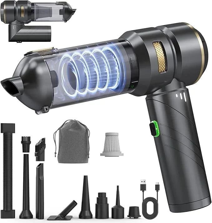 Car Vacuum Portable Cordless, Foldable Handheld Vacuum with Brushless Motor, 22000PA High Power Mini Hand Vacuum Cleaner & Air Blower & Duster & Pump for Home, Pet, Office - NeatNest