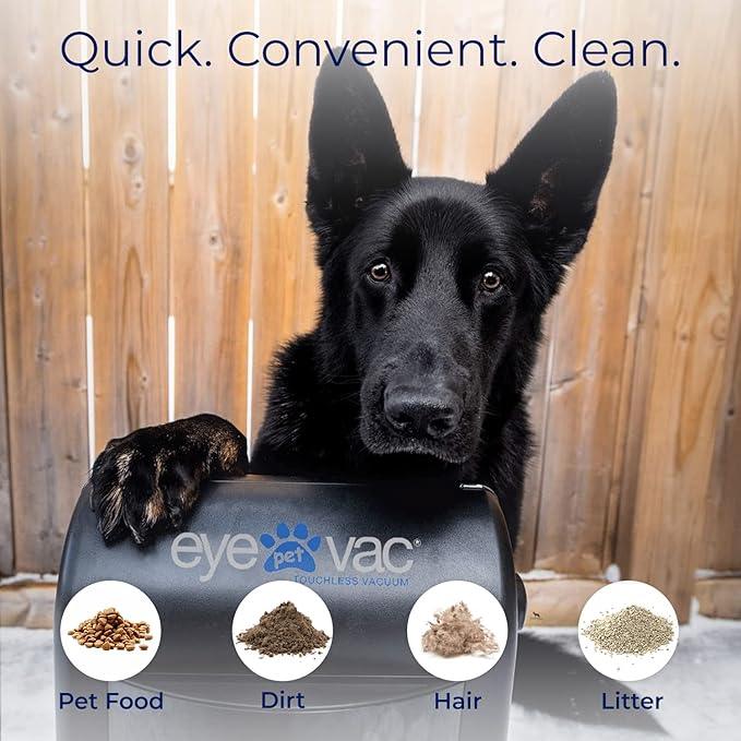 EyeVac Pet Touchless Vacuum Automatic Dustpan - Ultra Fast & Powerful - Great for Sweeping Cat Dog Pet Hair Food Dirt Kitchen, Corded Canister Vacuum, Bagless, Automatic Sensors, 1400 Watt (Black) - NeatNest