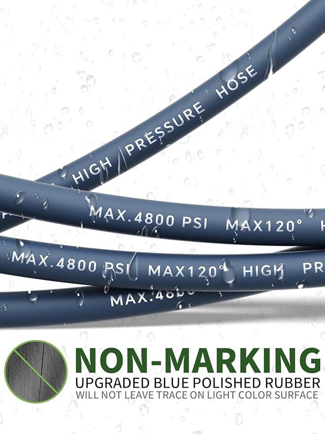 3/8" 4800PSI Pressure Washer Hose 75FT with Swivel Quick Connect for Cold/Hot Water Max 248°F, Kink Resistant Steel Wire Braided, Wear Resistant Power Washer Hose with M22 14mm Adapter - NeatNest