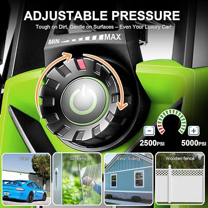 Pressure Washer Power Washer with 33FT Hose, 4 Nozzle and 500ML Foam Cannon, Cleaner Machine for Home, Car Washing, Fence Cleaning, Green - NeatNest