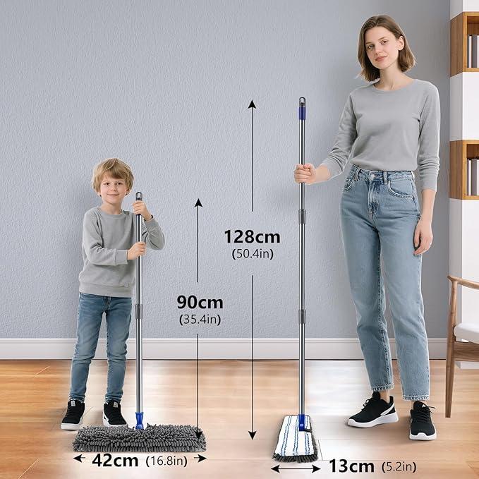 Masthome Microfiber Mops for Floor Cleaning,Dust Mop with 4 Reusable Pads,Flat Flip Mops for Wet & Dry Use,Professional Microfiber Mop for Hardwood, Laminate,Tile Floor Cleaning-1 Scraper - NeatNest