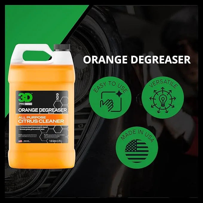 3D Orange Degreaser – Citrus-Based Car Cleaner for Oil, Grease, Grime & Adhesives – Water-Based, Non-Corrosive, Eco-Friendly, Interior & Exterior Use - 1 Gallon - NeatNest