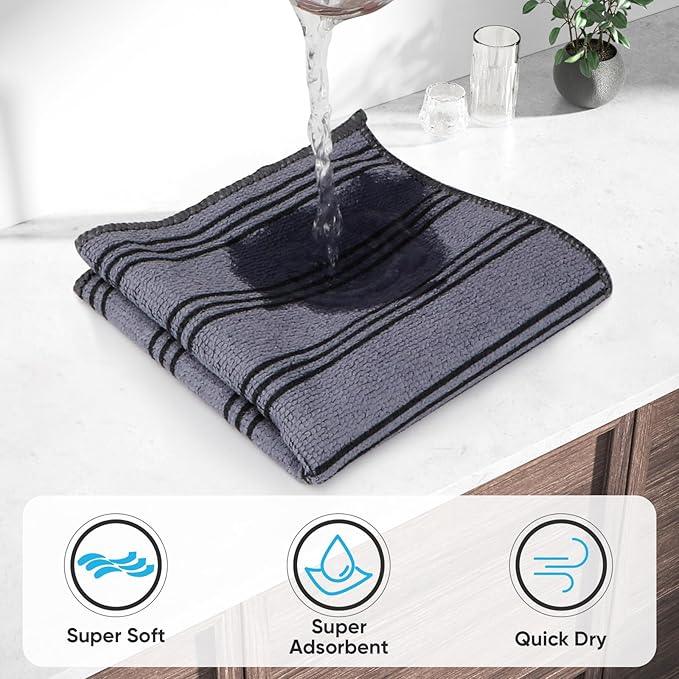 HOMEXCEL Microfiber Cleaning Cloth, Kitchen Towels 12 Pack, Lint Free, Scratch-Free, Highly Absorbent, Reusable Dish Towels for Kitchen and Household - NeatNest