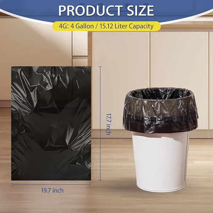 Small Trash Bags 4 Gallon - 0.94 Mil Thick 220 Count Heany Duty 15 Liters Black Garbage Bags,Leakproof Durable and Unscented Weastbasket Can Liners for Bathroom Bedroom Home - NeatNest