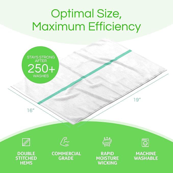 Towels N More 24 Pack 16x19 Bar Mop Towels High Absorbent Cotton Reusable Kitchen Towels - Quick Drying Towels for Chef, Cook, Home, Restaurant, Bar Glass Cleaning Towels (24, Green Stripe) - NeatNest