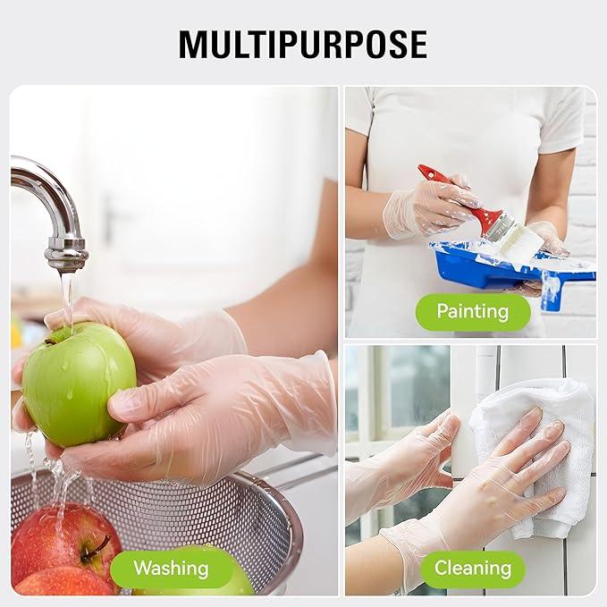 Disposable Vinyl Gloves, Food Safe, Latex-Free Powder-Free Clear Plastic Gloves for Cooking, House Clean, Food Prep - NeatNest