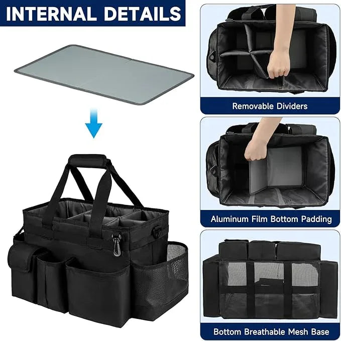 Cleaning Caddy Bag,Large Cleaning Supplies Organizer with Handle for Housekeepers, Black - NeatNest