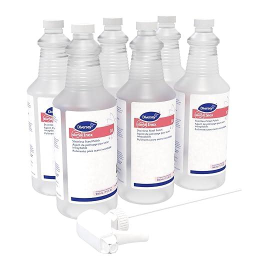 Diversey 94368259 SUMA INOX Stainless Steel Polish, Cleans Appliances, Brass, Copper & Polishes Metals, Ready-to-Use Spray, 32-Ounce (Pack of 6) - NeatNest