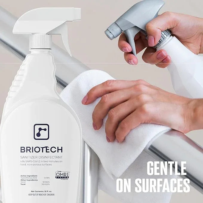BRIOTECH Sanitizer Disinfectant Hypochlorous, Kill 99.99% of Viruses & Bacteria, Control Mold, Eliminate Odor, Gentle for Nursery & Play Rooms, Food Contact Surface Sanitizer, 1 Gallon Refill (2 Pack) - NeatNest