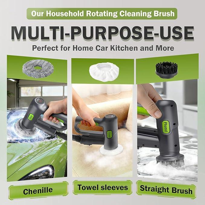 10-in-1 Powerful Electric Spin Scrubber for Steam Cleaner, Shower Scrubber with 2X Higher Cleaning Efficiency, Grill Brush for Home Cleaning with Steam Function(Steam Cleaner Not Included) - NeatNest