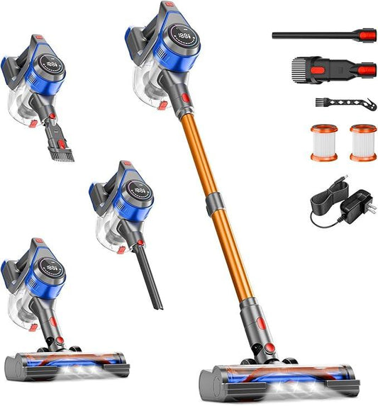 Cordless Vacuum Cleaner, 45Kpa Vacuum Cleaner for Home, 45Mins Stick Vacuums with Battery Display, Anti-Tangle &Wall Mount Charging, 8 in 1 Lightweight Vacuum for Hard floor Carpets Pet Hair, Y501 - NeatNest