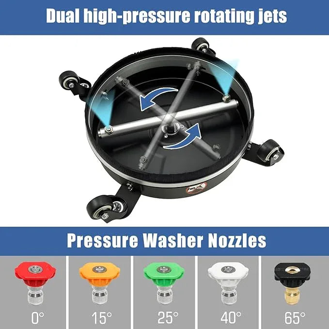 JANZ Pressure Washer Surface Cleaner with 4 Wheels,Ideal for Driveways,Sidewalks,Patios,Decks Cleaning (14 Inch Black) - NeatNest