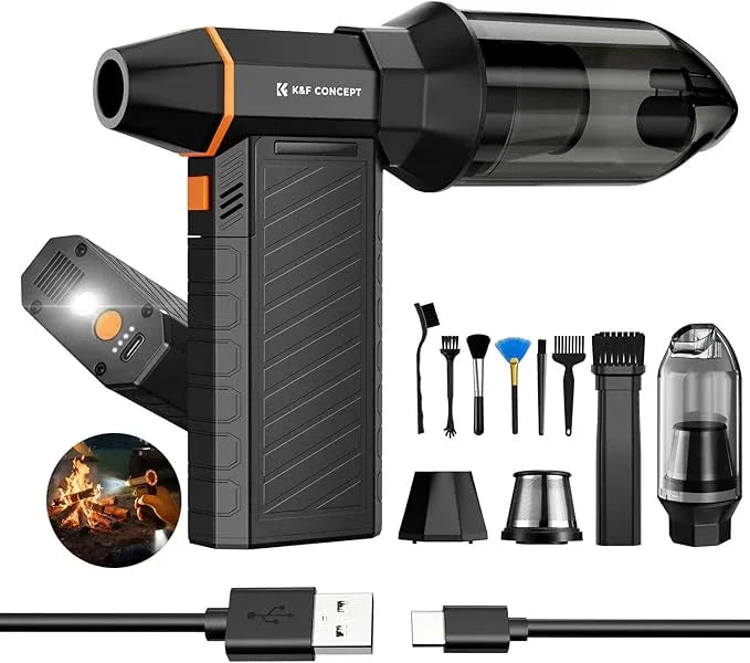 K&F Concept 2-in-1 Magnetic Compressed Air Duster, Electric Air Duster|300000RPM Vacuum Cleaner|3 Gear|Super Wind Power|Rechargeable Brushless Motor|for Computer, Keyboard, Car, Home,Outdoor Cleaning - NeatNest